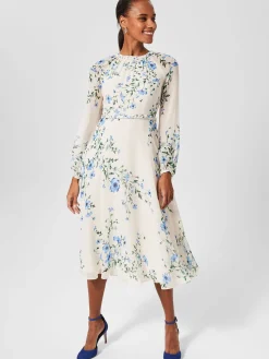 Discount Hobbs Renee Silk Floral Dress Cream Multi