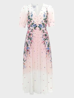 Clearance Hobbs Ridley Silk Dress Ivory Multi