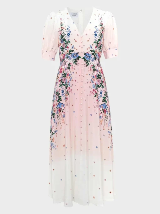 Clearance Hobbs Ridley Silk Dress Ivory Multi