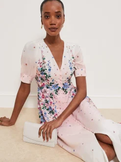 Clearance Hobbs Ridley Silk Dress Ivory Multi