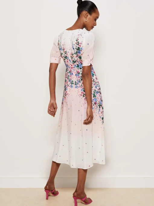 Clearance Hobbs Ridley Silk Dress Ivory Multi
