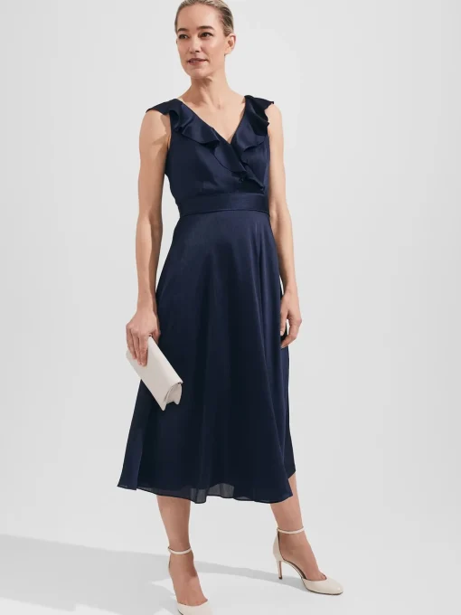 Cheap Hobbs Romina Fit And Flare Dress Navy