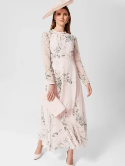Online Hobbs Rosabelle Silk Floral Dress Pale Pink Multi