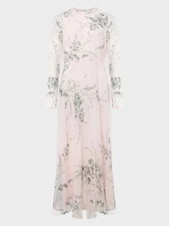 Online Hobbs Rosabelle Silk Floral Dress Pale Pink Multi