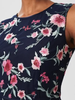 Outlet Hobbs Rosella Embroidered Floral Dress Navy Pink Multi