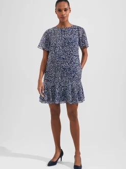 Outlet Hobbs Sadie Printed A Line Dress Navy Multi