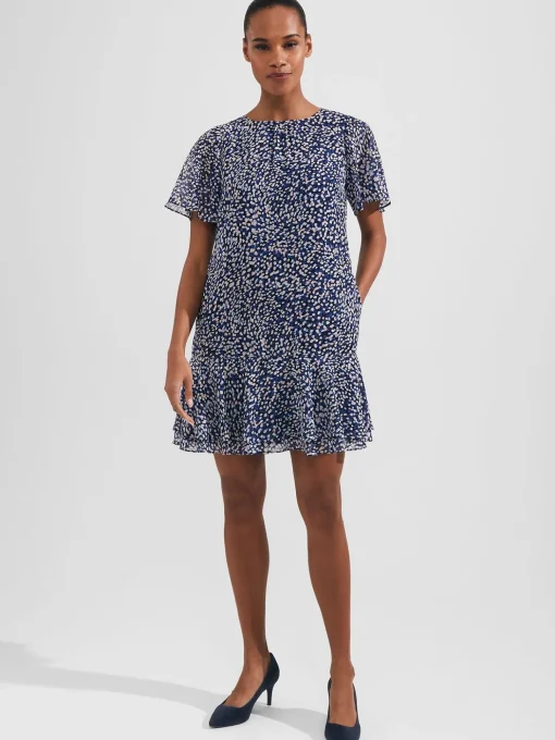 Outlet Hobbs Sadie Printed A Line Dress Navy Multi