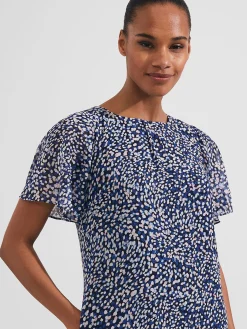 Outlet Hobbs Sadie Printed A Line Dress Navy Multi
