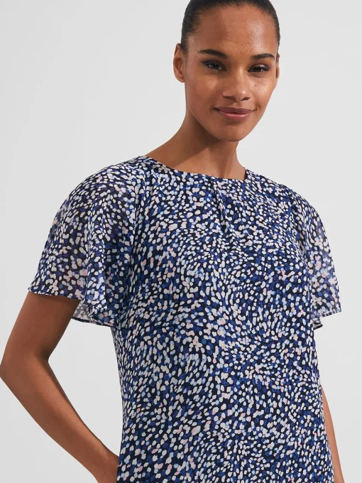 Outlet Hobbs Sadie Printed A Line Dress Navy Multi
