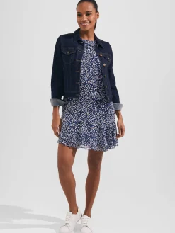 Outlet Hobbs Sadie Printed A Line Dress Navy Multi