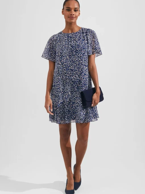 Outlet Hobbs Sadie Printed A Line Dress Navy Multi