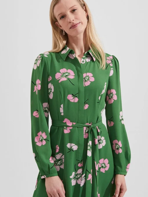 Fashion Hobbs Savannah Shirt Dress Pea Green Multi
