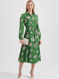 Fashion Hobbs Savannah Shirt Dress Pea Green Multi