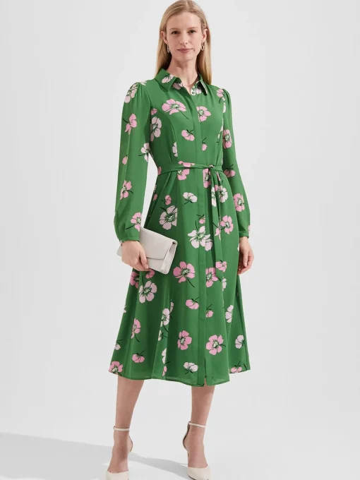 Fashion Hobbs Savannah Shirt Dress Pea Green Multi