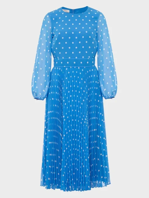 Outlet Hobbs Selena Spot Fit And Flare Dress Blue Ivory