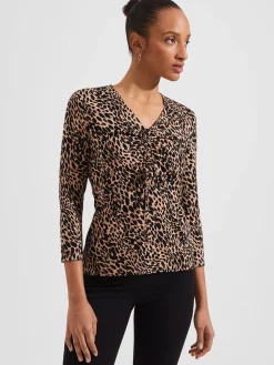 Cheap Hobbs Simmy Printed Top Camel Black
