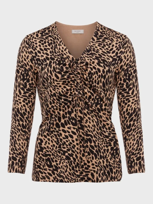 Cheap Hobbs Simmy Printed Top Camel Black