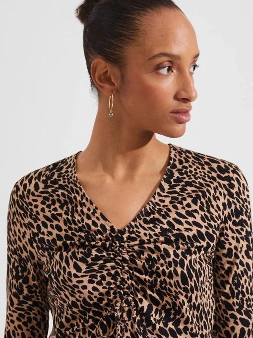 Cheap Hobbs Simmy Printed Top Camel Black