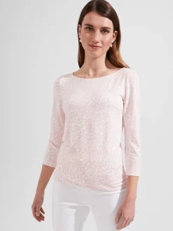 Sale Hobbs Sonya Printed Top Pink Ivory