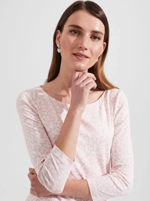 Sale Hobbs Sonya Printed Top Pink Ivory