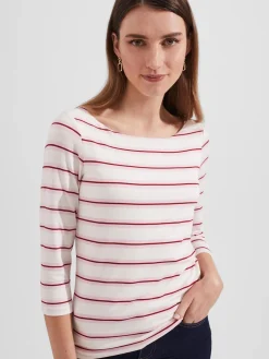 Best Sale Hobbs Sonya Stripe Top Ivory Pink
