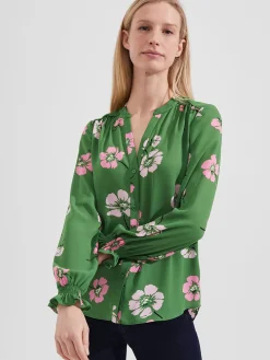 Clearance Hobbs Sutton Blouse Pea Green Multi
