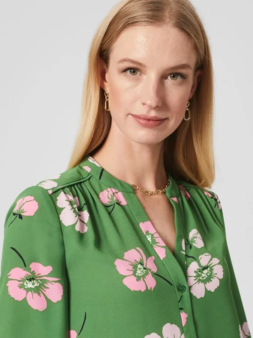 Clearance Hobbs Sutton Blouse Pea Green Multi