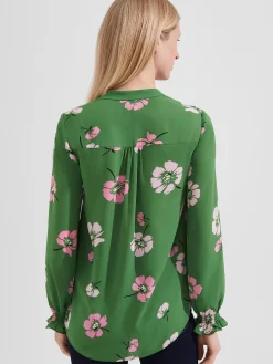 Clearance Hobbs Sutton Blouse Pea Green Multi