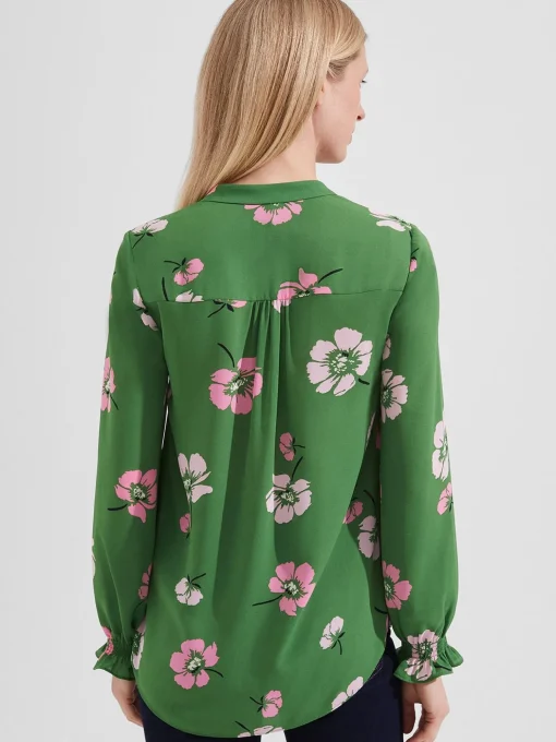 Clearance Hobbs Sutton Blouse Pea Green Multi