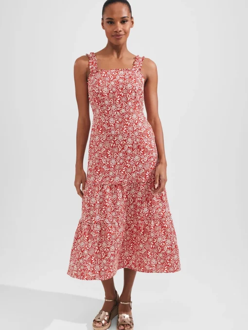 Flash Sale Hobbs Tabitha Dress Clay Red Ivory