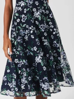 Fashion Hobbs Tia Embroidered Floral Dress Pale Blue Multi
