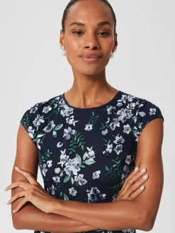 Fashion Hobbs Tia Embroidered Floral Dress Pale Blue Multi