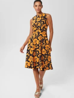Store Hobbs Twitchill Dress Navy Orange