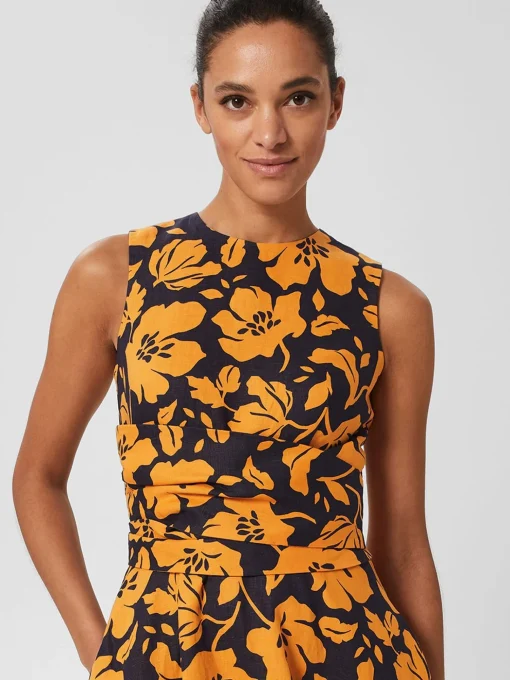 Store Hobbs Twitchill Dress Navy Orange