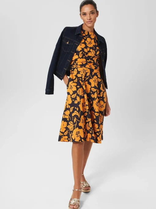 Store Hobbs Twitchill Dress Navy Orange