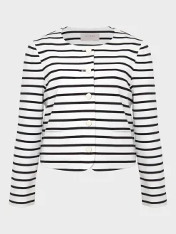 Cheap Hobbs Uma Stripe Jacket Ivory Navy