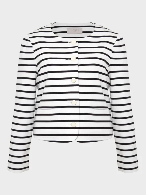Cheap Hobbs Uma Stripe Jacket Ivory Navy