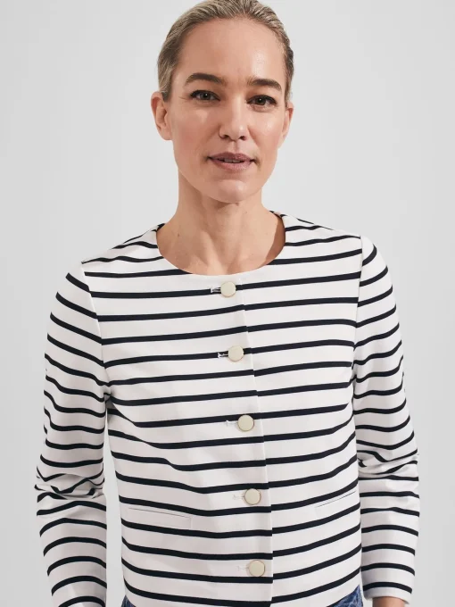 Cheap Hobbs Uma Stripe Jacket Ivory Navy