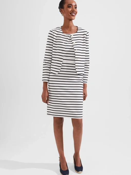 Cheap Hobbs Uma Stripe Jacket Ivory Navy