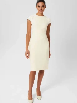 New Hobbs Valentina Lace Shift Dress Pale Yellow