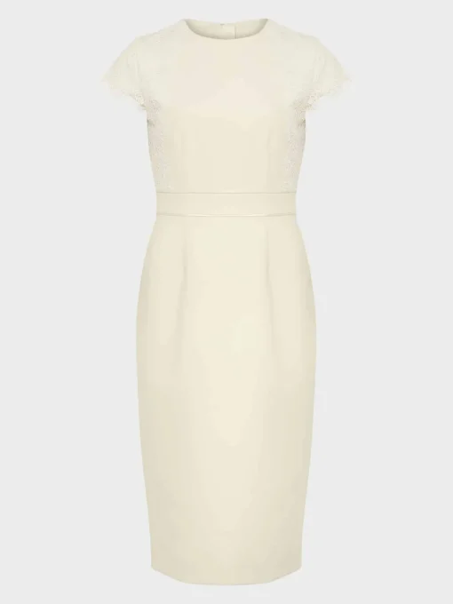 New Hobbs Valentina Lace Shift Dress Pale Yellow