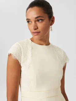 New Hobbs Valentina Lace Shift Dress Pale Yellow