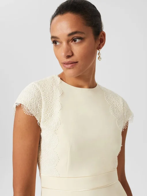 New Hobbs Valentina Lace Shift Dress Pale Yellow