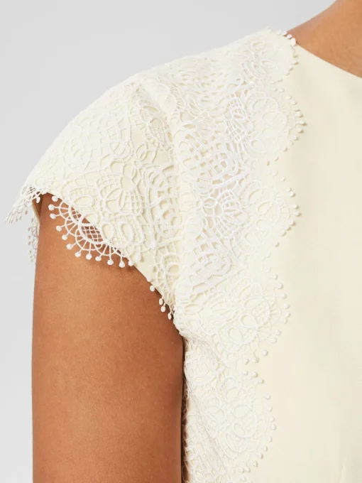 New Hobbs Valentina Lace Shift Dress Pale Yellow
