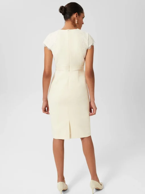 New Hobbs Valentina Lace Shift Dress Pale Yellow