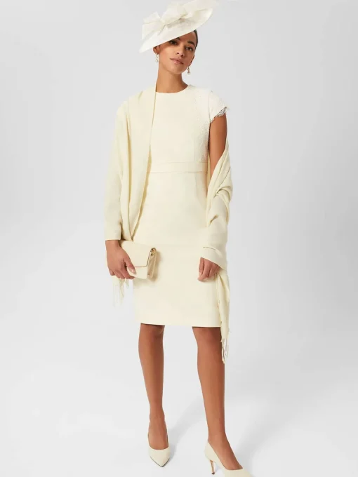 New Hobbs Valentina Lace Shift Dress Pale Yellow