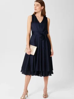 Discount Hobbs Viola Fit And Flare Dress Midnight Navy