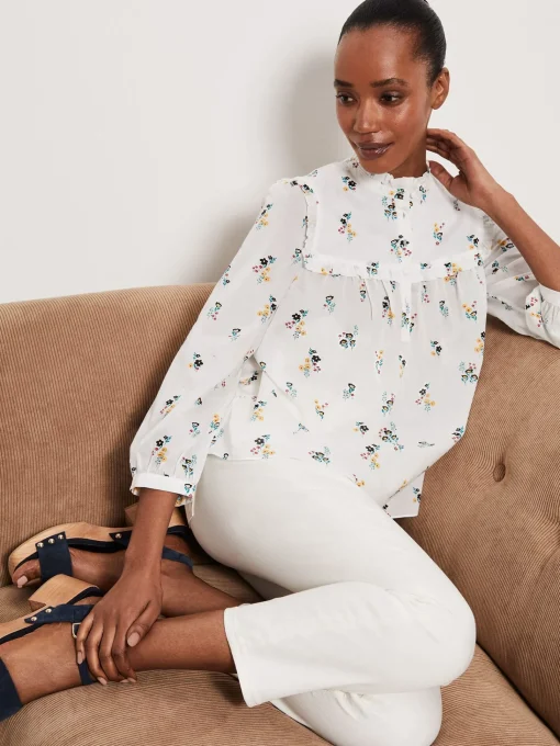 Cheap Hobbs York Blouse Ivory Multi